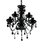 Lustre - vidaxl - modle en cristal noir - 5 ampoules e14 - dimensions 38x45 cm - style classique