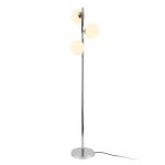 [lux. pro] lampadaire lampe  pied lampe sur pied mtal et verre 3 x e14 154 cm chrome et blanc