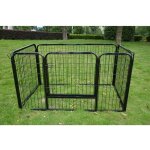 Luxe parc enclos acier 125l x 80l x 70h cm 4 panneaux et 1 porte pour chiens noir neuf 07