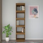 Lvl - meuble etagere - biblioth�que - cloison marron miel 40x35x167 cm pin solide(6902)