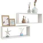 Lvl - meuble etagere - tagres murales cube 2 pcs blanc 60x15x23 cm agglomr(9366)