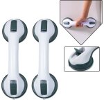 Poigne de scurit  ventouse pour salle de bain - lzq - set de 2 - gris clair et vert - abs plastique ...