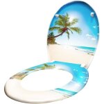 Abattant wc - lzq - toile de mer - soft close - plastique dur - fixation universelle