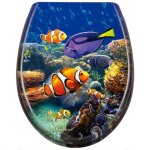 Abattant wc - lzq - poisson color - soft close - fixation facile - plastique dur