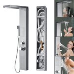 Colonne de douche - lzq - panneau en acier inoxydable 304 - 4 modes - hauteur r�glable - argent�