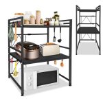 �tag�re � micro - ondes - lzq - extensible - m�tal - noir - 2 niveaux - 40 / 64 * 45 * 36. 5 cm