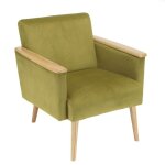 Macabane agathe - fauteuil pieds accoudoirs bois et tissu velours vert