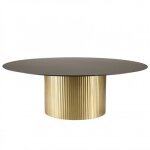 Macabane james - table basse ronde 110x110cm plateau m�tal noir pied stri� dor�