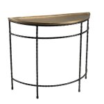 Macabane johan - console demi - lune 90x36cm alu dor� pieds m�tal noirs torsad�s