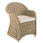 Macabane kally - fauteuil en rotin avec coussin dassise blanc