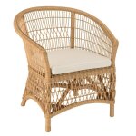 Macabane kally - fauteuil en rotin naturel avec coussin dassise blanc