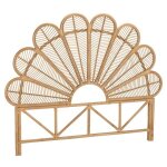 Macabane kally - tête de lit demi - lune 140 / 160cm fleur rotin couleur brun miel Macabane kally - tête de lit demi - lune 140 / 160cm fleur rotin couleur brun miel