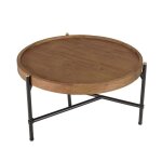 Macabane sixtine - table basse ronde diam 58 plateau en bois de teck recycl�