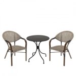 Macabane vianney - ensemble de jardin 2 pers. table diam 70cm chaises grises