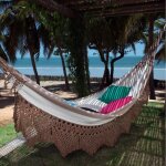 Macamex brasil deluxe hacienda hamac double de luxe coton beige avec bord en macram� brun coton pour ...