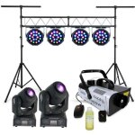 Machine � fum�e lsm900w - portique dj 3 m - 2 lyres spot7 dmx avec gobos - 4 projecteurs � led dmx 18x ...