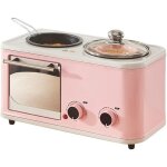 Machine � petit d�jeuner 3 - en - 1 - moohop - 1200w - rose - multifonctionnelle - antiadh�sive