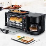 Machine � petit - d�jeuner 3 en 1 - moohop - grille - pain friteuse cafeti�re - 9l - 1050w - noir