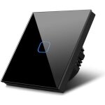 Interrupteur dclairage tactile led - maclean - verre noir - 1000w - 86x86 mm - intrieur