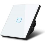 Interrupteur dclairage - maclean - tactile led - verre blanc - 1000w - 86x86 mm