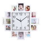Horloge murale � cadre photo - gototop - 39 cm - non toxique - design personnalis� - blanc