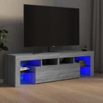 Meuble tv - gototop - sonoma gris - 140x365x40 cm - bois ding�nierie - lumi�res led rvb