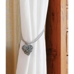 Madecostore embrasse � rideaux lien c?ur en osier - gris