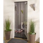 Madecostore moustiquaire rideau de porte sans percer - 4 lamelles - noir - l92 x h215cm