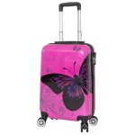Valise cabine - madisson - papillon - rose - 56 - 4 roues - 48l - coque rigide
