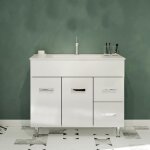 Madrid meuble salle de bain simple vasque portes et tiroirs couleur - blanc modle - largeur 100 cm