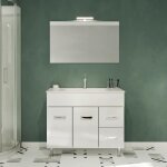 Madrid meuble salle de bain simple vasque portes et tiroirs couleur - blanc modle - largeur 100 cm + ...