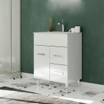 Madrid meuble salle de bain simple vasque portes et tiroirs couleur - blanc modle - largeur 60 cm