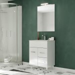 Madrid meuble salle de bain simple vasque portes et tiroirs couleur - blanc mod�le - largeur 60 cm + ...