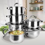 Casseroles - maestro - mr - 2120 - 12 éléments - acier inoxydable - couvercles en verre Casseroles - maestro - mr - 2120 - 12 éléments - acier inoxydable - couvercles en verre