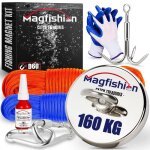 Magfishion mega set aimant de pche puissant - traction 160 kg - aimant nodyme - 2x corde grappin colle ...