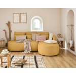 Mahina - canapé dangle droit - 4 places - convertible avec coffre - en tissu bouclette - jaune Mahina - canapé dangle droit - 4 places - convertible avec coffre - en tissu bouclette - jaune