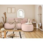 Mahina - canap dangle droit - 4 places - convertible avec coffre - en tissu bouclette - rose