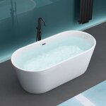 Mai & mai baignoire �lot en acrylique blanc ovale 170x80x60cm baignoire sur pieds avec bonde et trop ...