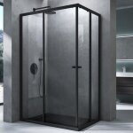 Mai & mai� cabine de douche noir 120x90cm paroi de douche deux portes coulissantes verre tremp� transparent ...
