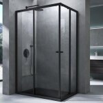 Mai & mai� cabine de douche noir 140x70cm paroi de douche portes coulissantes verre tremp� transparent ...