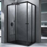 Mai & mai® cabine de douche noir 70x100cm paroi de douche deux portes coulissantes verre trempé transparent ... Mai & mai® cabine de douche noir 70x100cm paroi de douche deux portes coulissantes verre trempé transparent ...