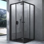 Mai & mai cabine de douche noir 70x90cm paroi de douche deux portes coulissantes verre tremp transparent ...