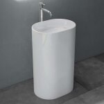Mai & mai lavabo  poser au sol blanc 52cm vasque sur pied en rsine evier lave mains salle de bain sans ...