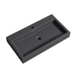 Mai & mai lavabo suspendu gris noir mat vasque � poser 765cm lave mains rectangulaire avec trop plein ...