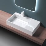 Mai & mai lavabo suspendu vasque � poser blanc 75cm �vier lave mains salle de bain sans trop - plein ...