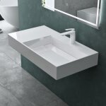 Mai & mai lavabo suspendu vasque � poser blanc 90cm �vier lave mains salle de bain sans trop - plein ...