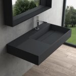 Mai & mai lavabo suspendu vasque � poser gris - noir mat 100x48x13cm lave mains salle de bain sans trop ...