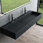 Mai & mai lavabo suspendu vasque  poser gris noir mat 120x40x14cm 2 viers lave mains salle de bain ...