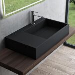Mai & mai� lavabo suspendu vasque � poser gris - noir mat 75x43x14cm lave mains salle de bain sans trop ...