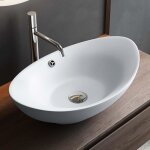 Mai & mai lave mains �vier vasque � poser 59x38x19cm en c�ramique blanc mat ovale lavabo avec trop - ...